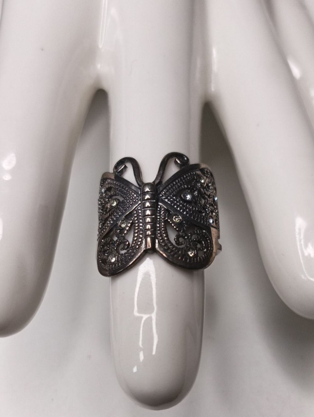 Sterling Silver Butterfly Statement Ring - Size 9